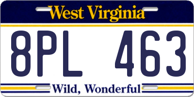 WV license plate 8PL463