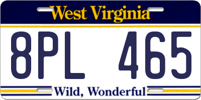 WV license plate 8PL465