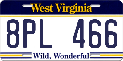 WV license plate 8PL466