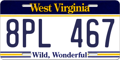 WV license plate 8PL467