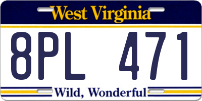 WV license plate 8PL471