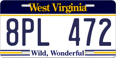 WV license plate 8PL472