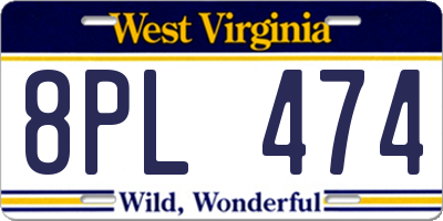 WV license plate 8PL474