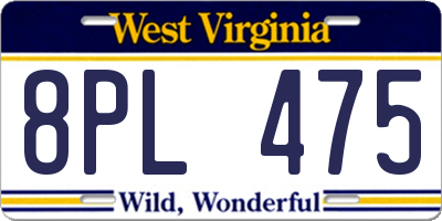 WV license plate 8PL475