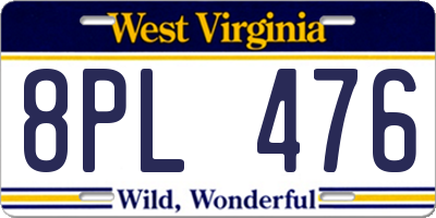 WV license plate 8PL476