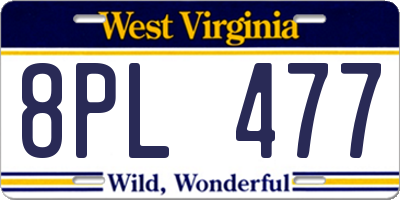 WV license plate 8PL477