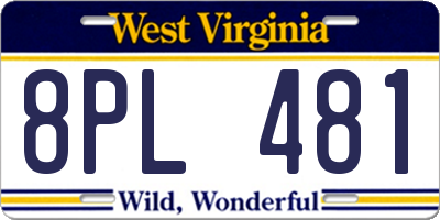WV license plate 8PL481