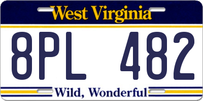 WV license plate 8PL482
