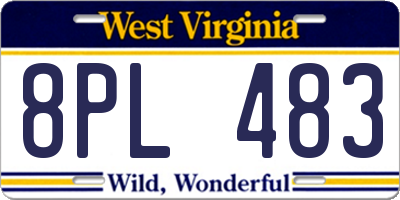 WV license plate 8PL483