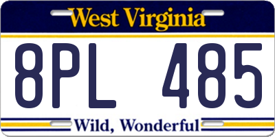 WV license plate 8PL485