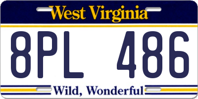 WV license plate 8PL486
