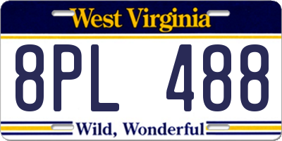 WV license plate 8PL488