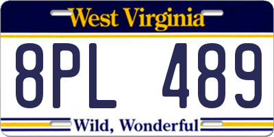 WV license plate 8PL489