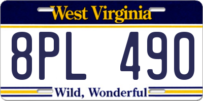 WV license plate 8PL490