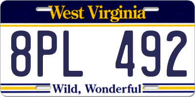 WV license plate 8PL492
