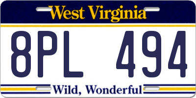 WV license plate 8PL494