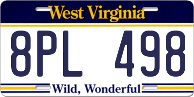 WV license plate 8PL498