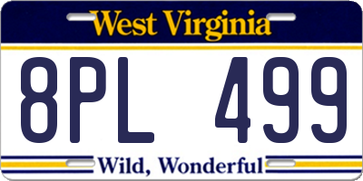 WV license plate 8PL499