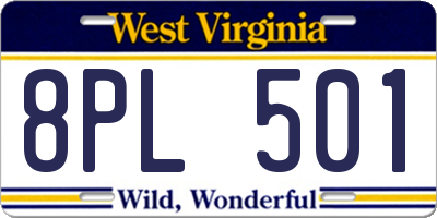 WV license plate 8PL501