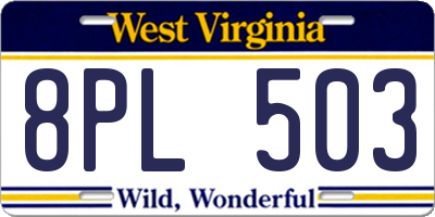 WV license plate 8PL503