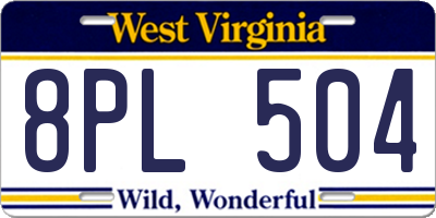 WV license plate 8PL504