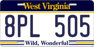 WV license plate 8PL505