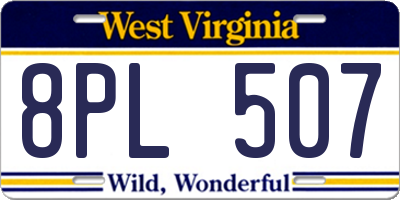 WV license plate 8PL507
