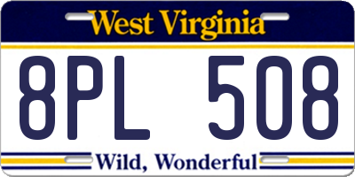WV license plate 8PL508