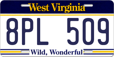 WV license plate 8PL509