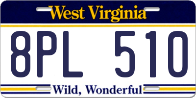 WV license plate 8PL510