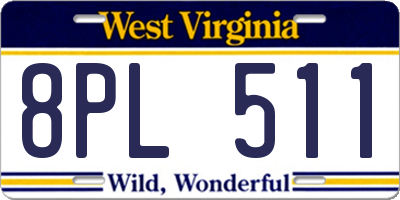 WV license plate 8PL511
