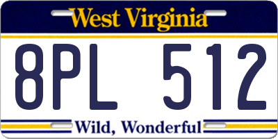 WV license plate 8PL512