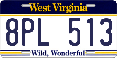 WV license plate 8PL513