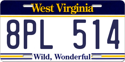 WV license plate 8PL514