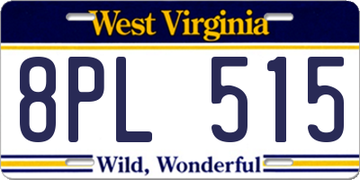 WV license plate 8PL515