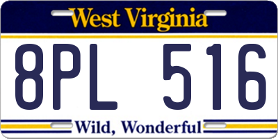 WV license plate 8PL516