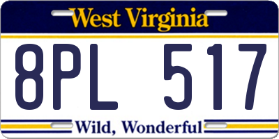 WV license plate 8PL517