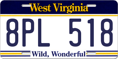 WV license plate 8PL518