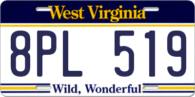 WV license plate 8PL519