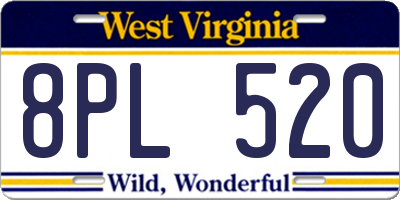 WV license plate 8PL520