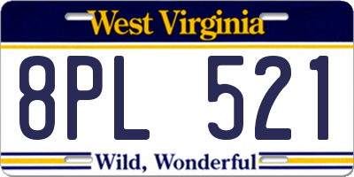 WV license plate 8PL521