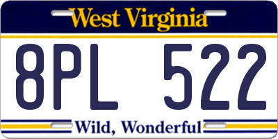 WV license plate 8PL522