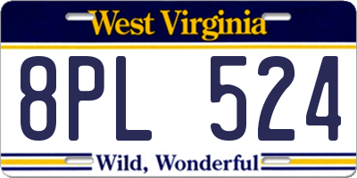 WV license plate 8PL524