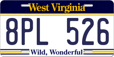 WV license plate 8PL526