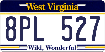 WV license plate 8PL527
