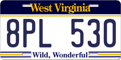 WV license plate 8PL530