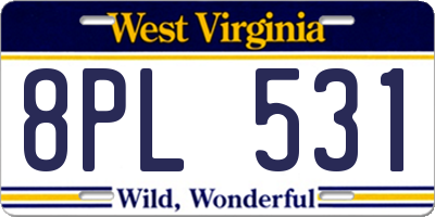 WV license plate 8PL531