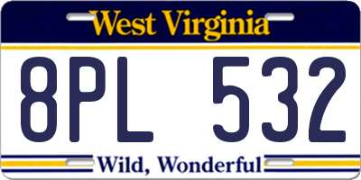 WV license plate 8PL532
