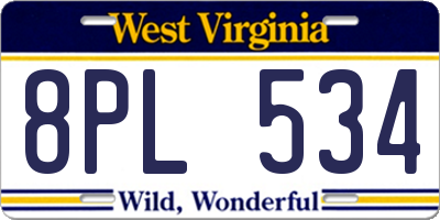 WV license plate 8PL534