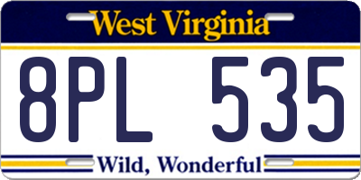 WV license plate 8PL535
